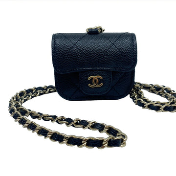 Chanel ipods case chain shoulder caviar skin here mark black AP1739 31******
