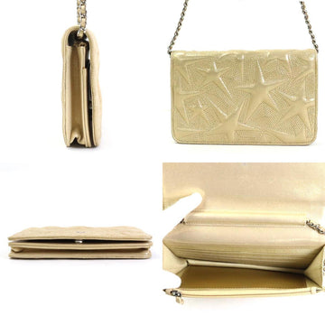 Chanel Wallet Chain Shoulder Bag Coco Mark Leather/Metal Gold/Silver Women's e55872a