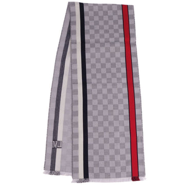 LOUIS VUITTON muffler stole Echarpe Damier LV wool 100% ladies gray