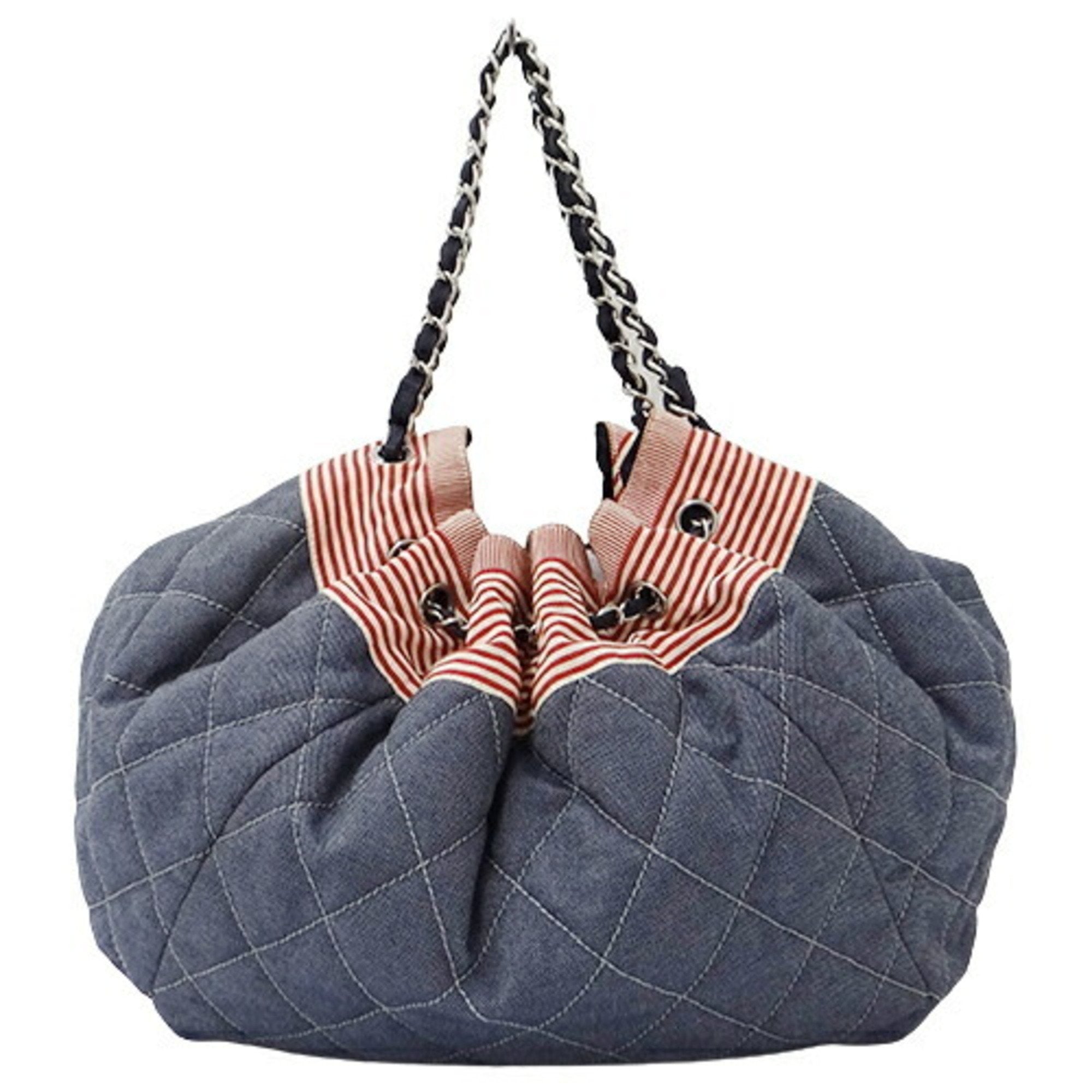 Chanel Bag Women's Tote Shoulder Chain Cococabus GM Blue Red