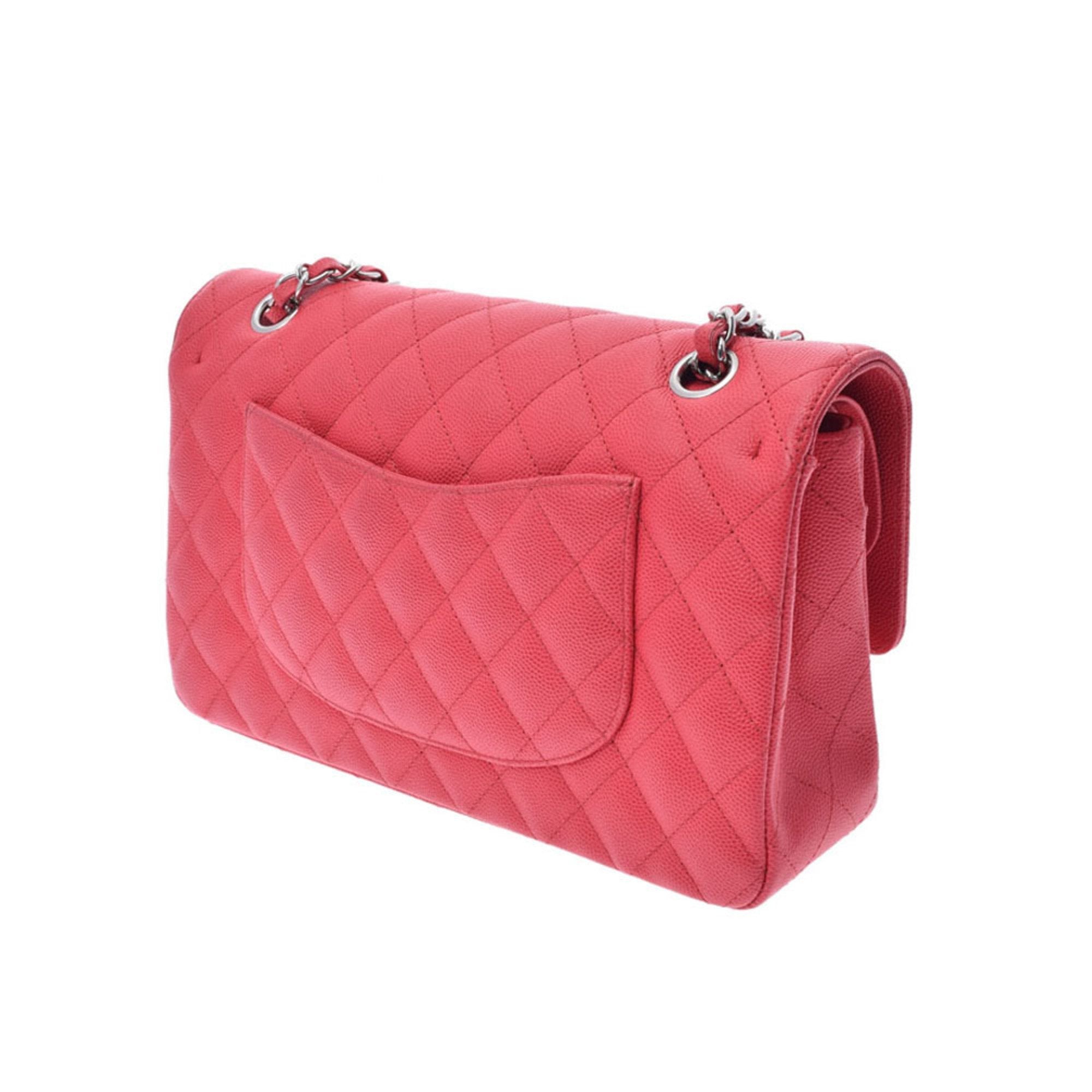 Chanel matelasse W flap chain shoulder 25.5cm pink ladies caviar skin Bag