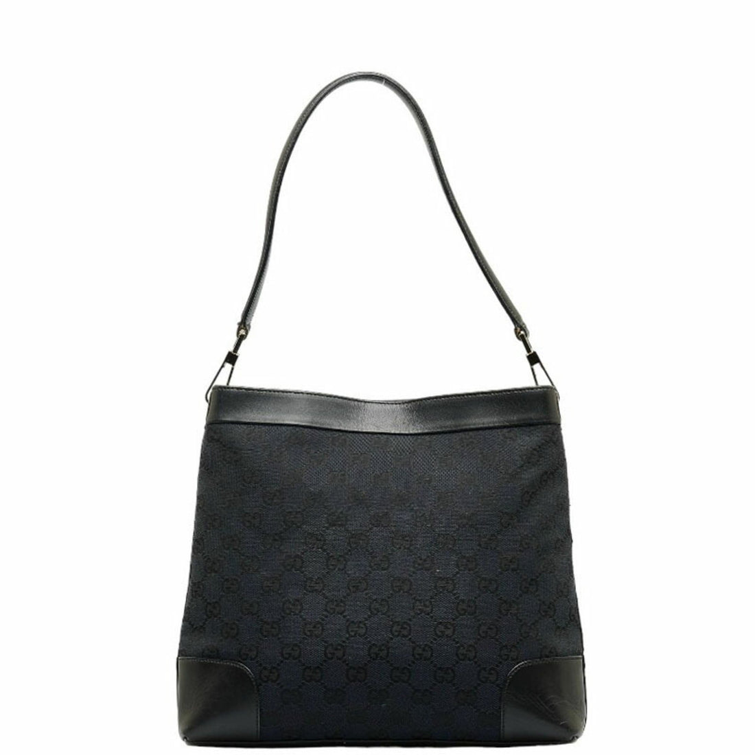 GUCCI GG Canvas One Shoulder Bag 33900 Black Leather Women's