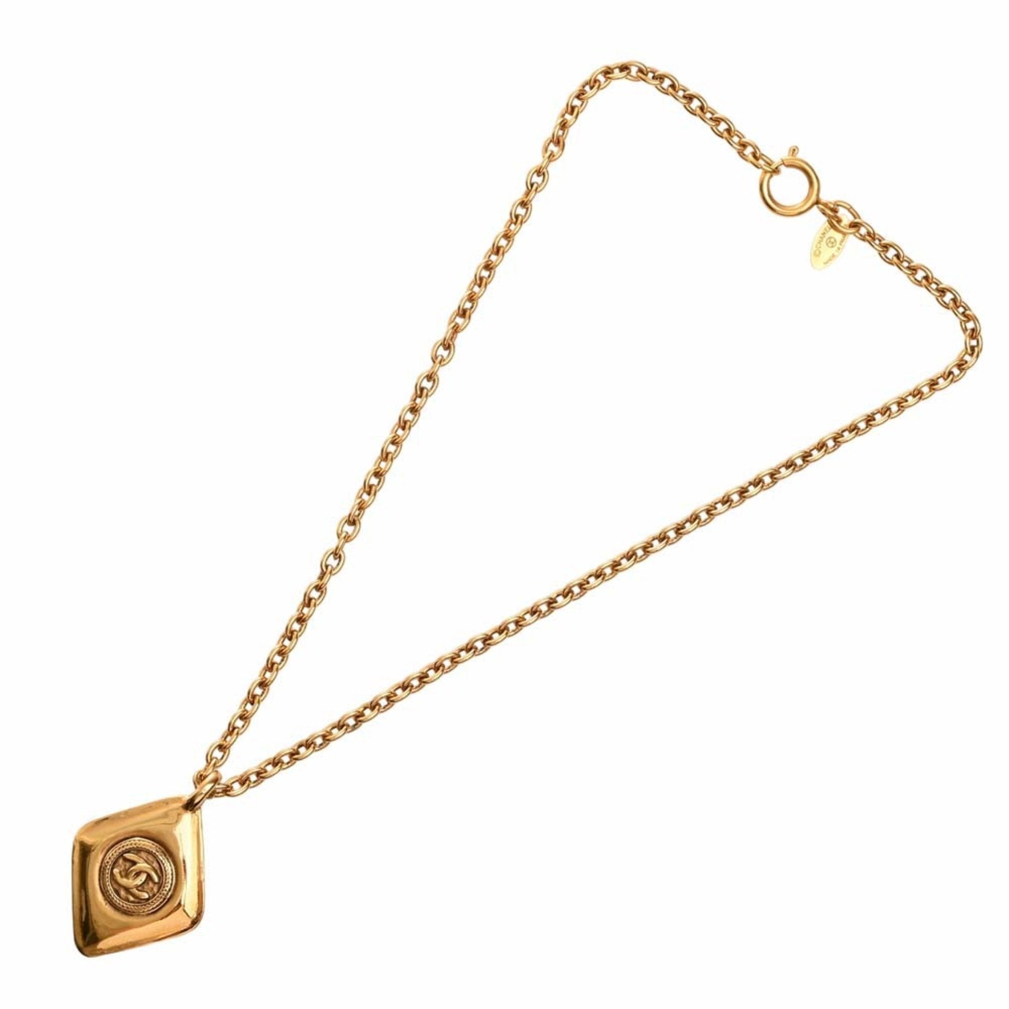 Chanel Cocomark Diamond Chain Necklace Gold Women's