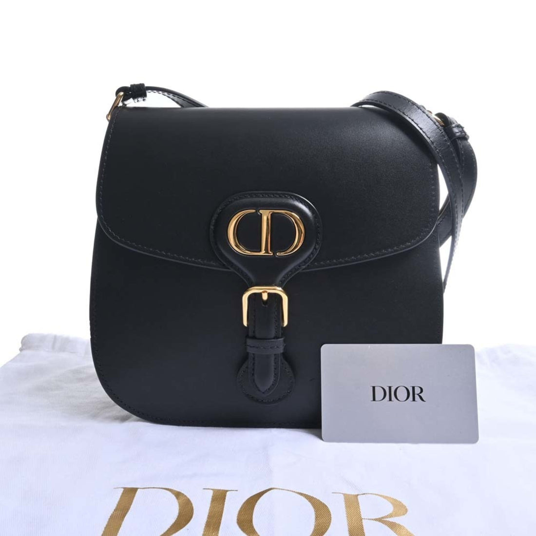 CHRISTIAN DIOR Leather Bobby Frame Bag Shoulder Black Women's