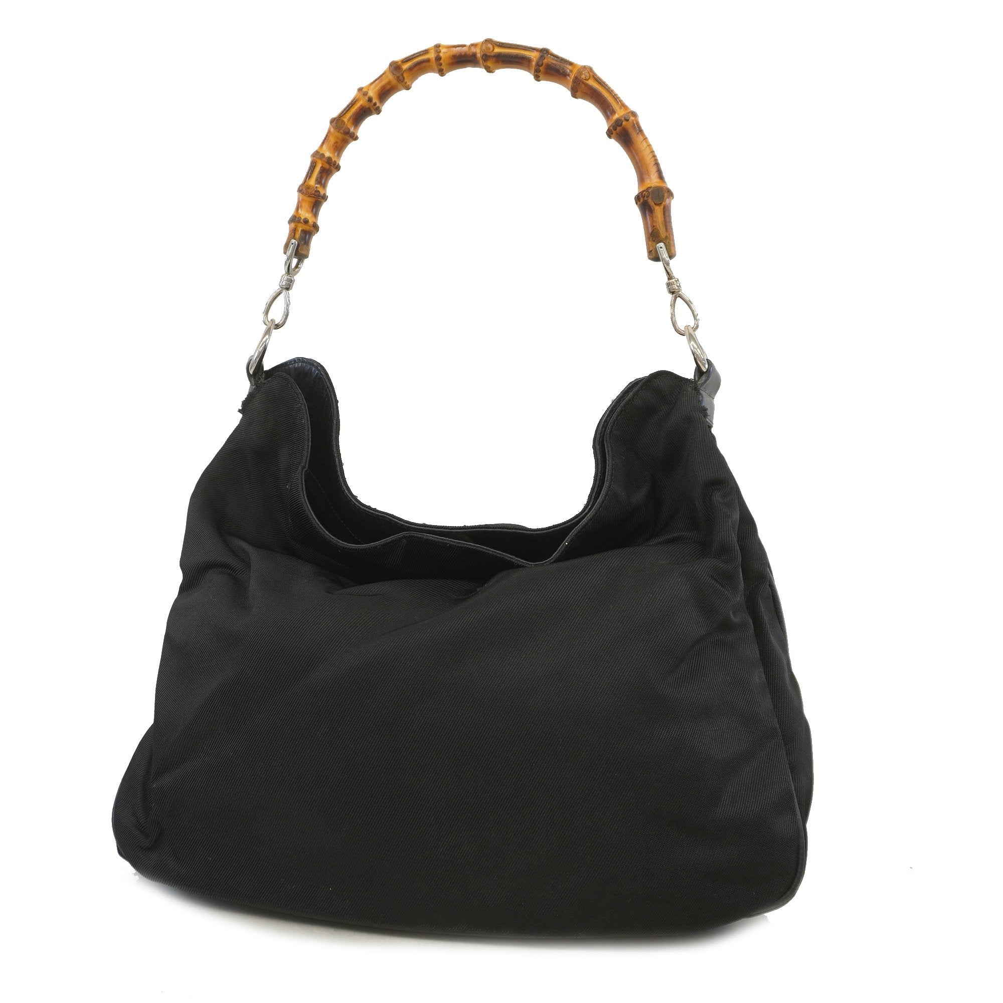 Gucci Bamboo Shoulder bag 001 1577 Women's Nylon Canvas Shoulder Bag Black