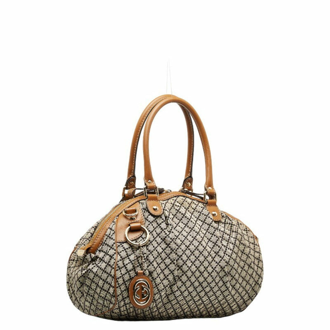 GUCCI Diamante Sookie Handbag Shoulder Bag 2WAY 223974 Beige Black Canvas Leather Ladies