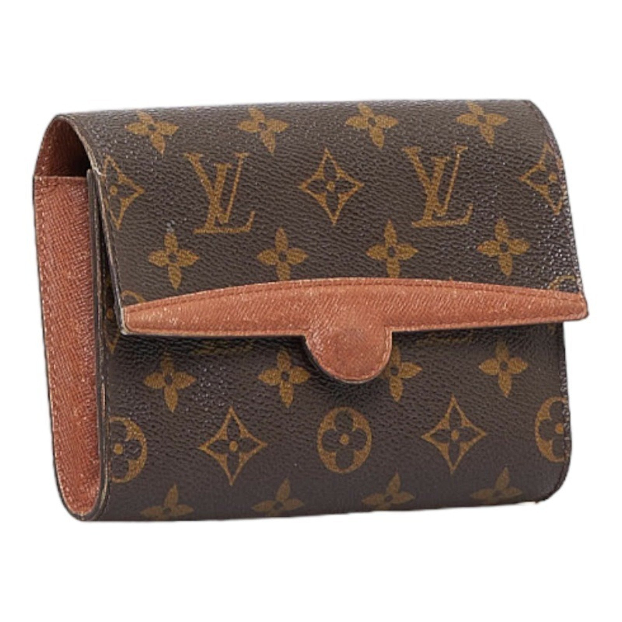 LOUIS VUITTON Monogram Arche Pouch Clutch Bag M51975 Brown PVC Leather Ladies