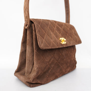 ChanelAuth  Matelasse Women's Suede Shoulder Bag Brown