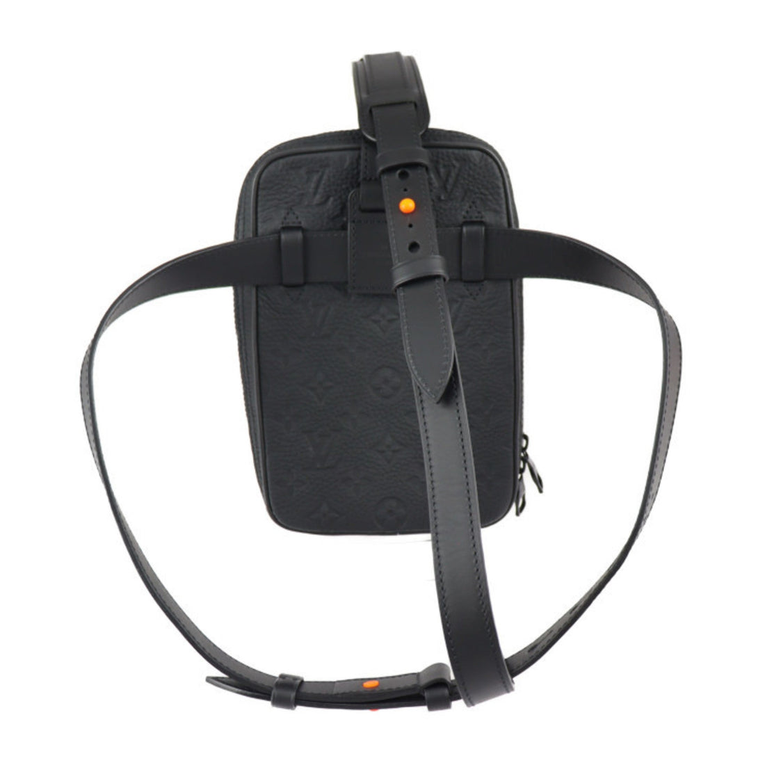 LOUIS VUITTON Utility Side Bag Shoulder M53298 Taurillon Leather Black Orange Body Pouch