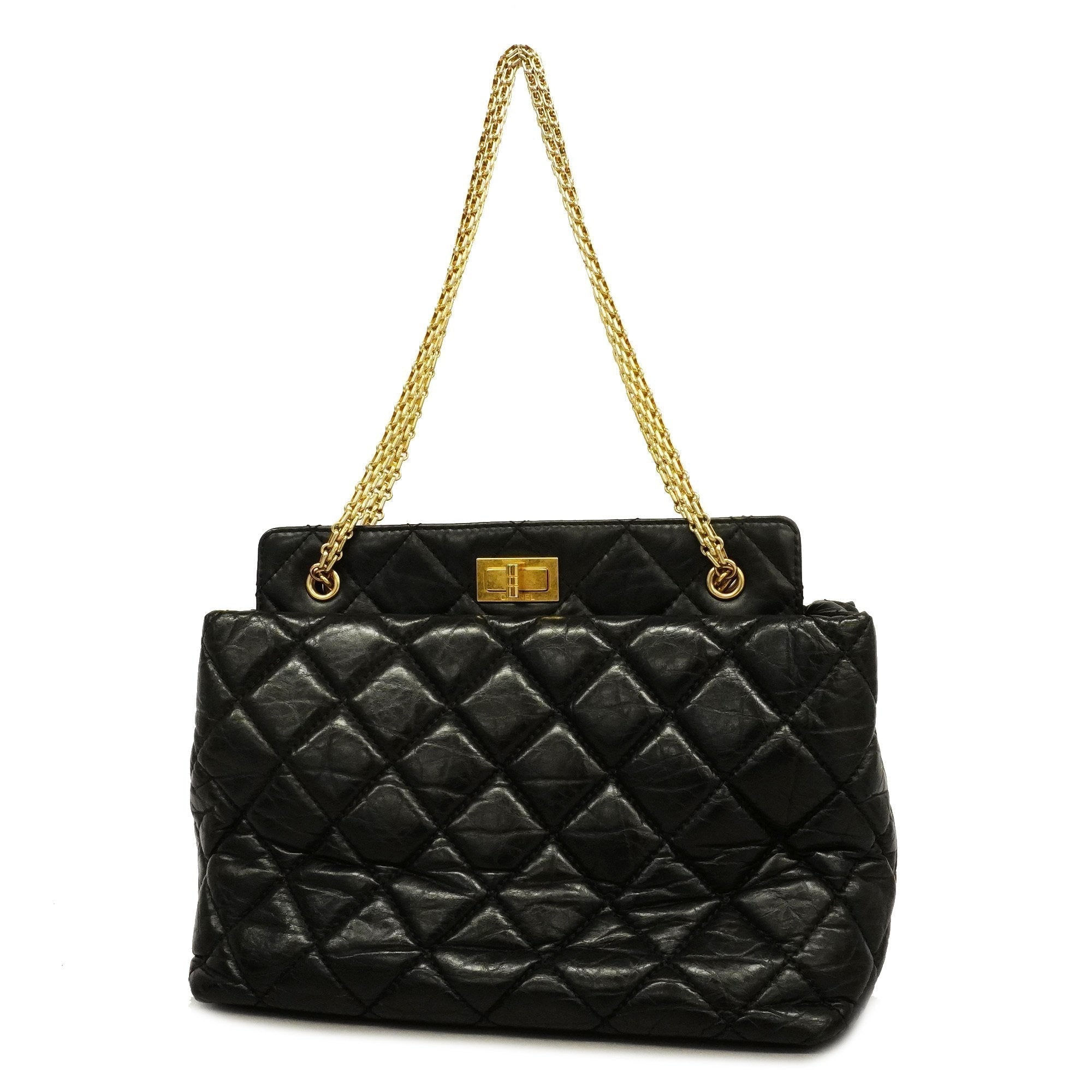 Chanel 2.55 Chain Shoulder Women's Leather Shoulder Bag Black