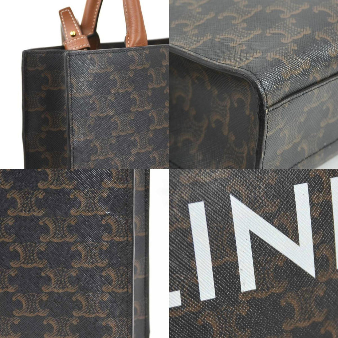 Celine Handbag Shoulder Bag Triomphe Small Vertical Hippo PVC Coated Canvas Brown Unisex 191542