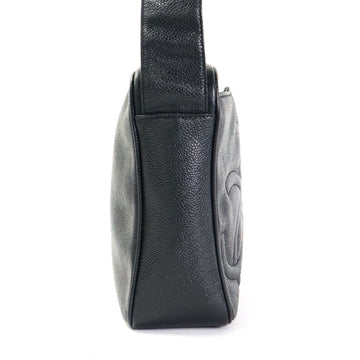 Chanel Crossbody Shoulder Bag Triple Coco Mark Caviar Skin Leather Black Gold Ladies