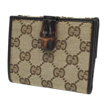Gucci GG canvas fold wallet (coin purse) beige x dark brown WG