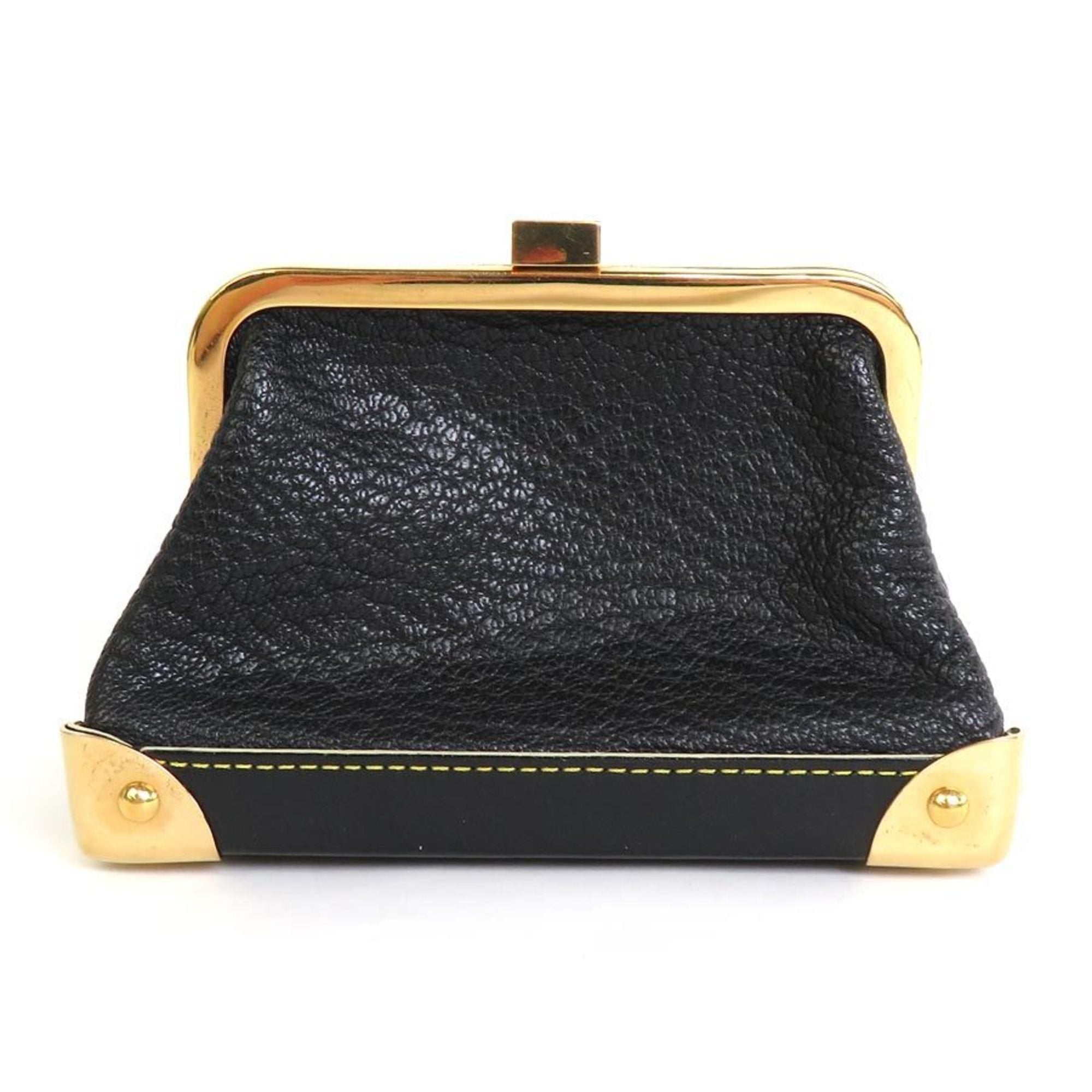LOUIS VUITTON Coin Case Suhari Portomonet Vienois Leather Black Gold Unisex M91834 e55861f