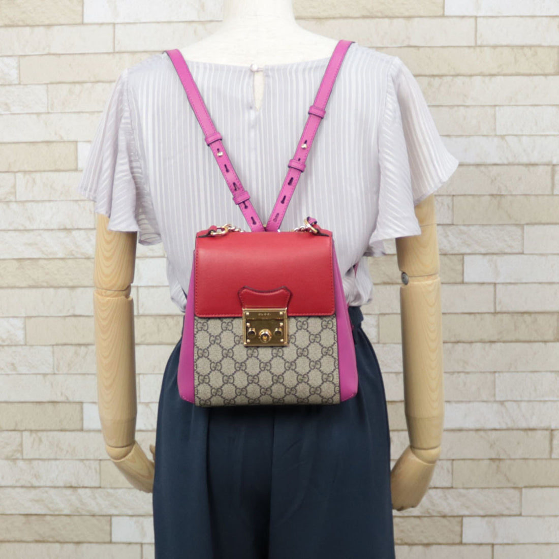 Gucci Handbag 2WAY Bag Shoulder Padlock GC Small Red Ladies