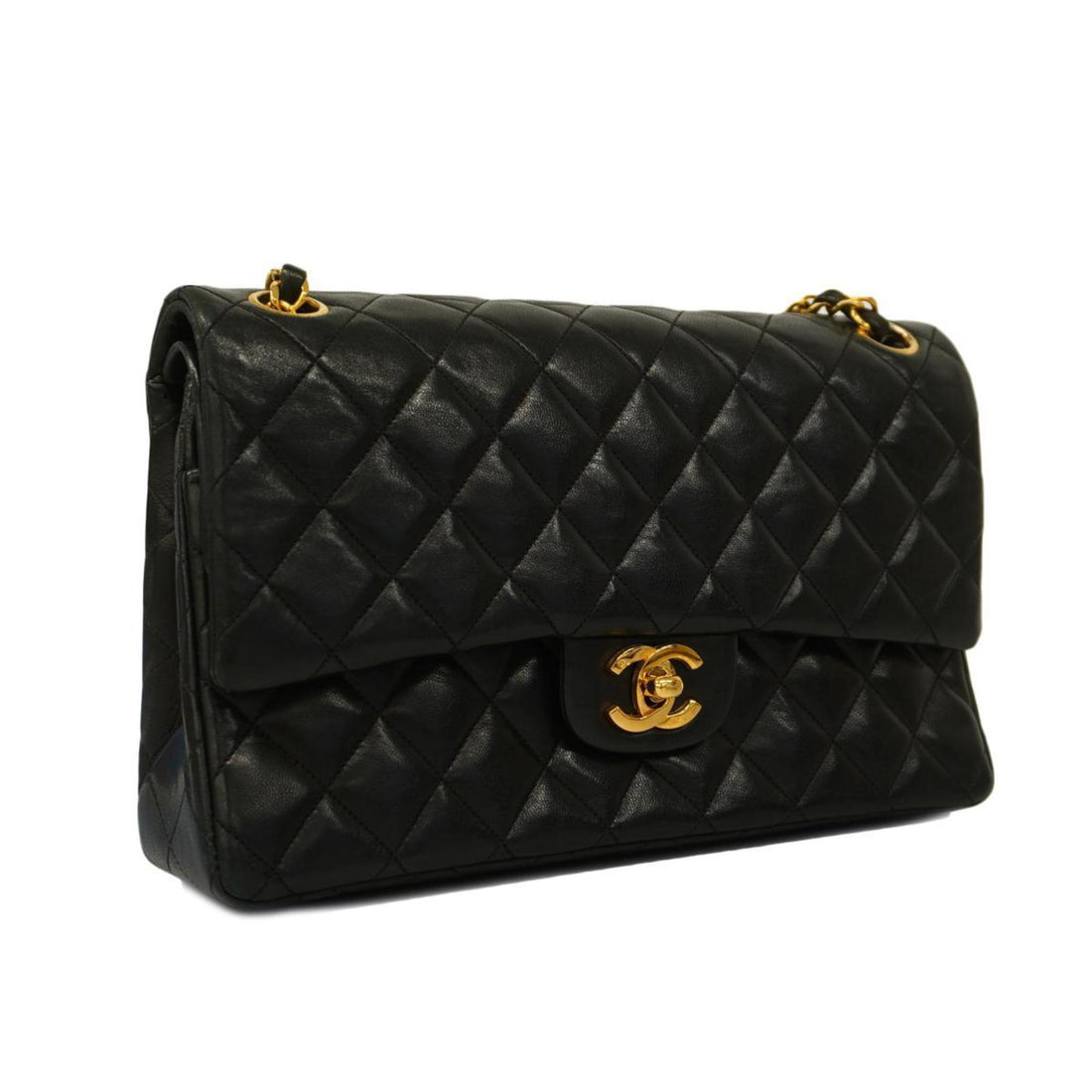 Chanel Shoulder Bag Matelasse W Flap Chain Lambskin Black Women's