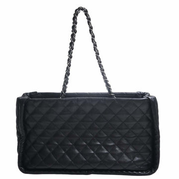 Chanel Leather Matelasse Coco Mark Chain Tote Bag Black Ladies