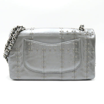 CHANEL Airline W Flap ChainShoulder Silver Calfskin [cowhide]
