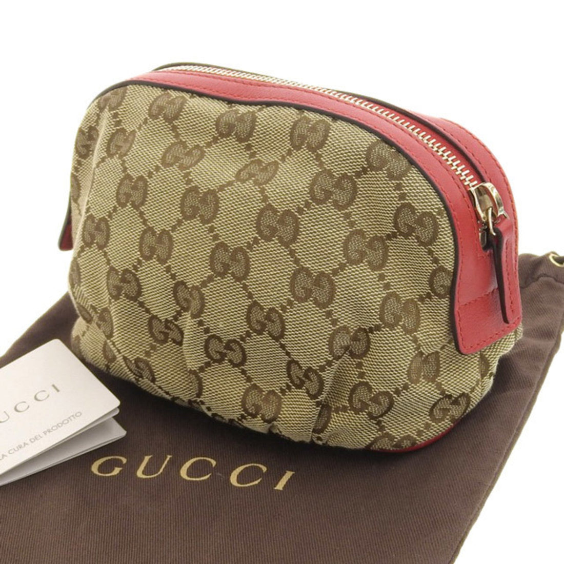 Gucci Bag Ladies Pouch GG Canvas Brown Red 282663