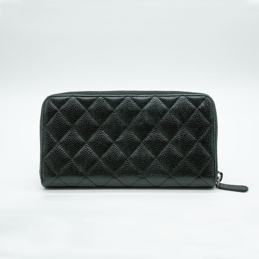 CHANEL Round Long Wallet Matelasse Coco Mark Caviar Skin Leather Black Silver Women's AP1411 PD64