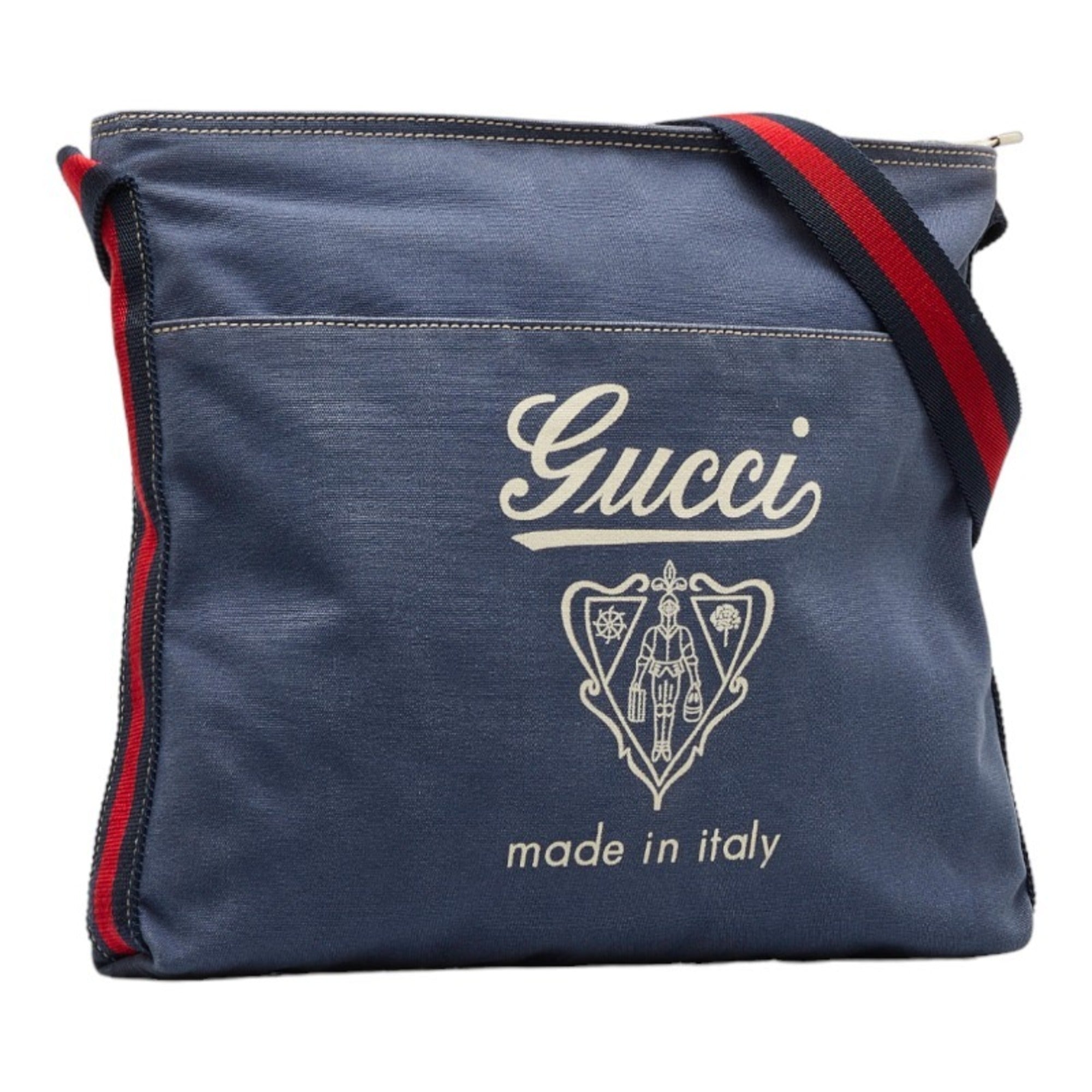 GUCCI Sherry Line Shoulder Bag 189676 Navy Canvas Men's
