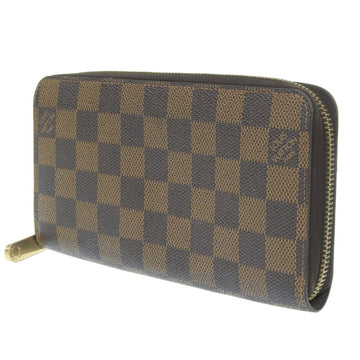 LOUIS VUITTON Zippy Wallet Long N60015 Damier Canvas Brown Unisex
