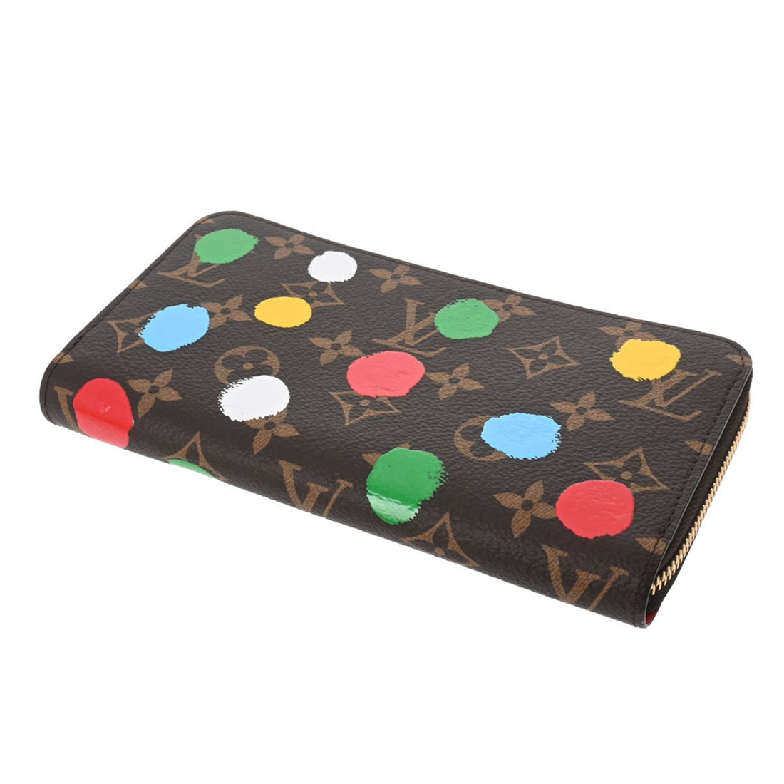LOUIS VUITTON Monogram Painted Dot LV x YK Yayoi Kusama Zippy Brown M81864 Long Wallet