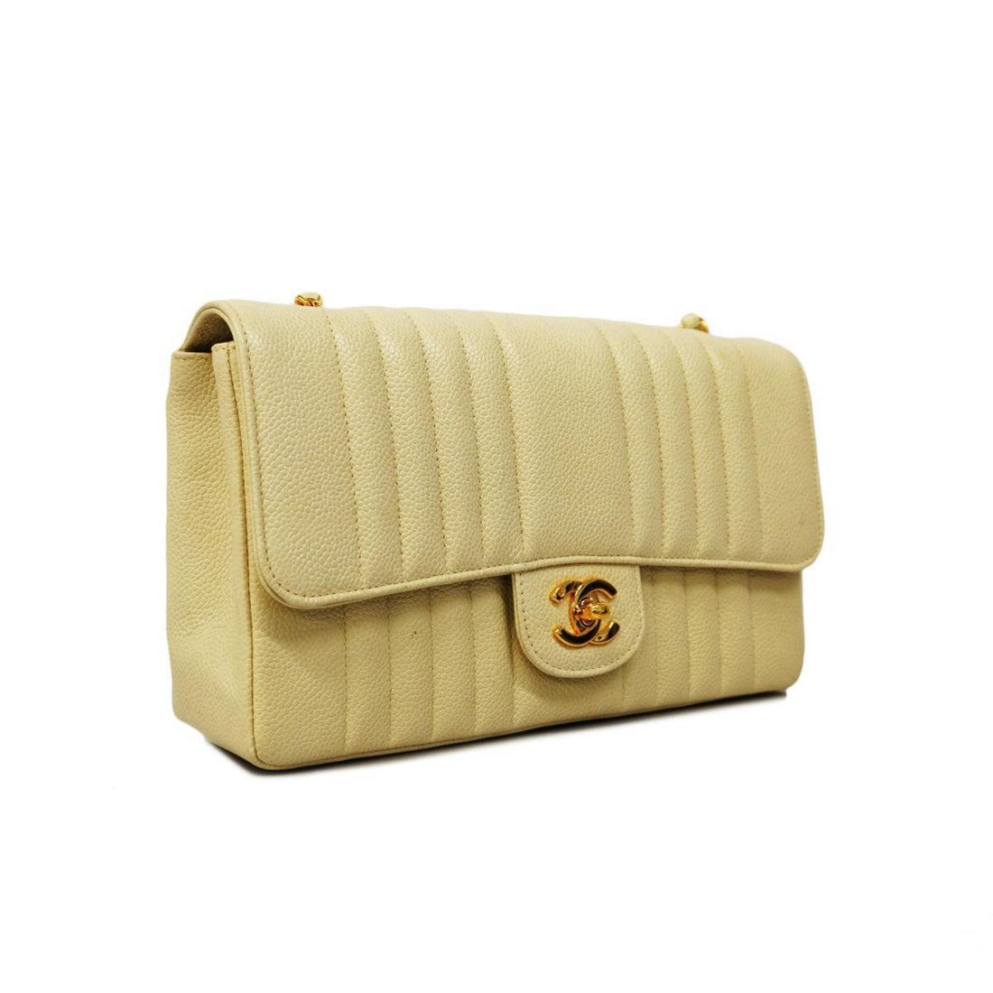 Chanel Shoulder Bag Mademoiselle Chain Caviar Skin White Women's