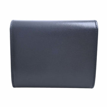 Celine Leather Triomphe Trifold Wallet Black Ladies