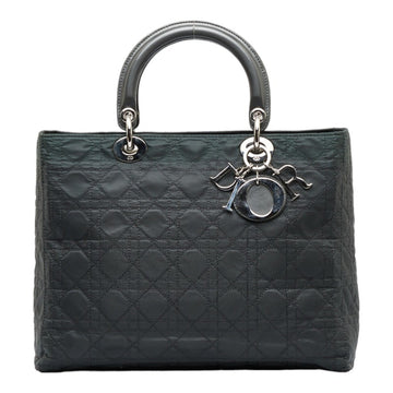 CHRISTIAN DIOR Dior Cannage HandBag Shoulder Bag Black Nylon Plastic Ladies