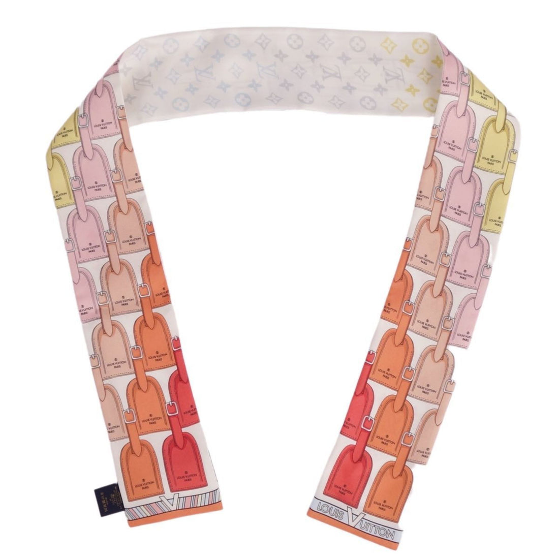 LOUIS VUITTON Scarf Muffler Tie Bando My LV Tag Monogram Silk 100% Women's Multicolor