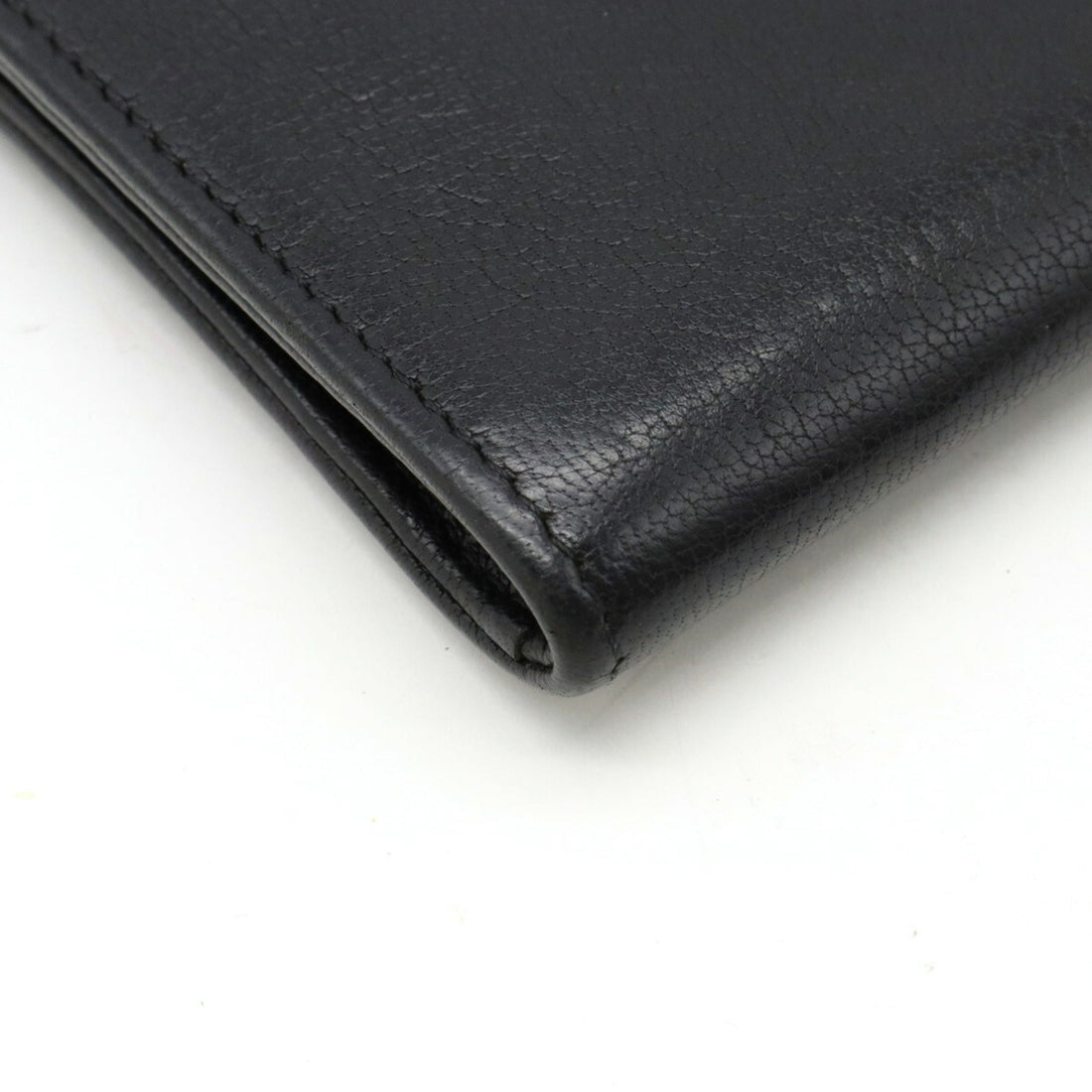 Chanel Cocomark Coin Case Purse L-shaped Leather Black A68885