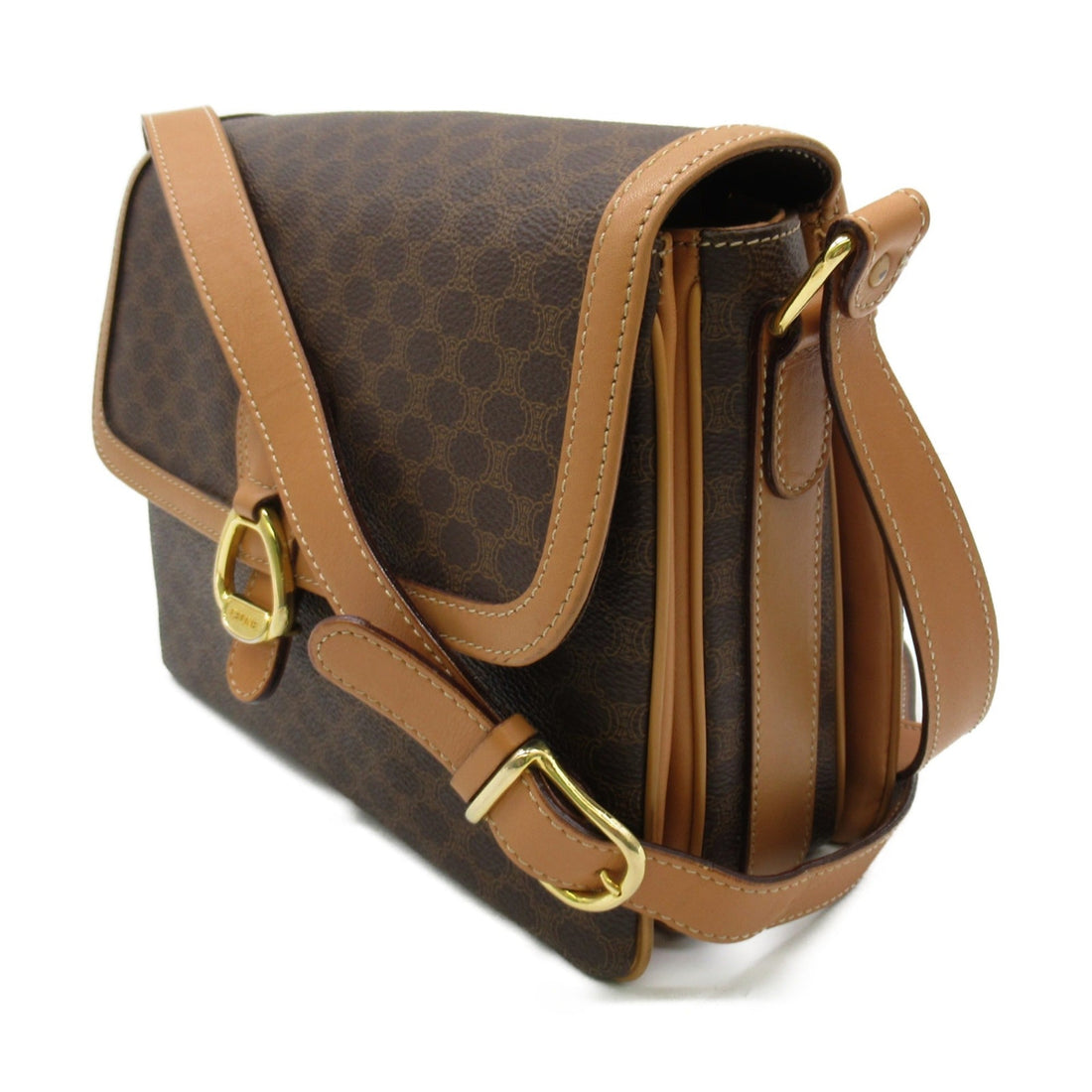 Celine Shoulder Bag Brown PVC coated canvas