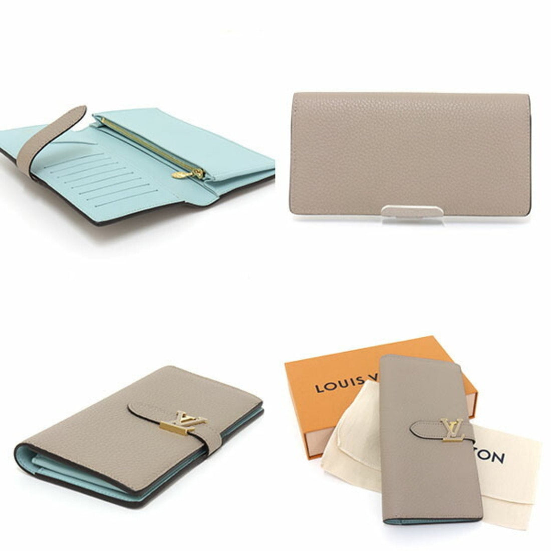 LOUIS VUITTON LV Vertical Wallet Taurillon Leather Galle M81367 Long Beige Capucine