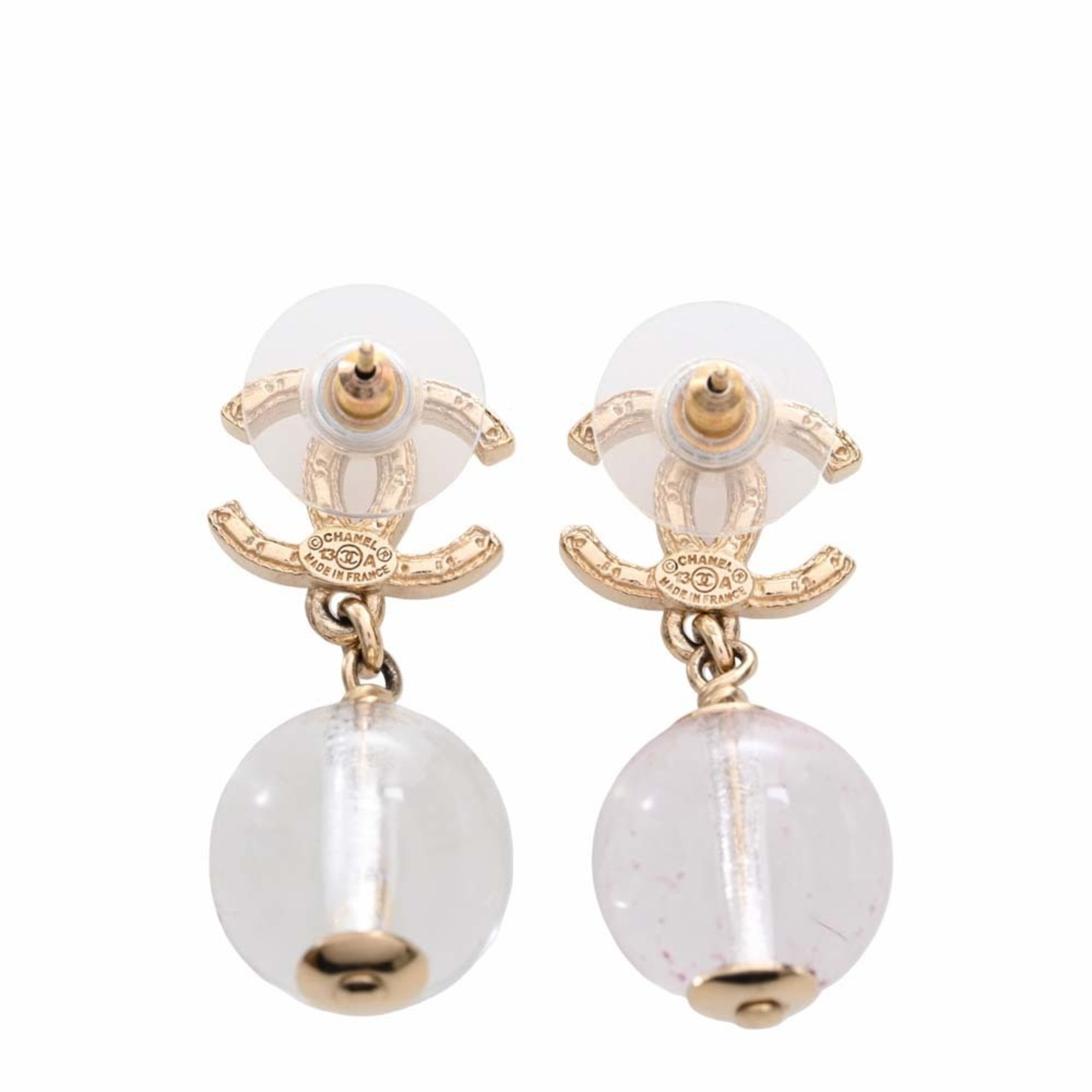 Chanel Cocomark earrings clear ladies