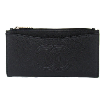 CHANEL Round long wallet Black Caviar Skin (Grained Calf)