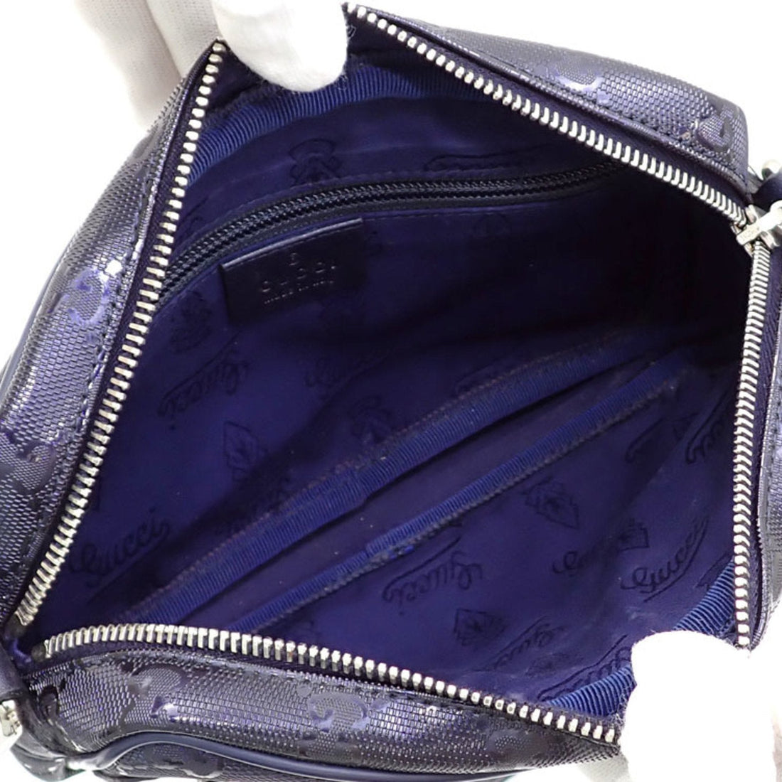 GUCCI Shoulder Bag GG Implime Women's Navy PVC Leather 201447