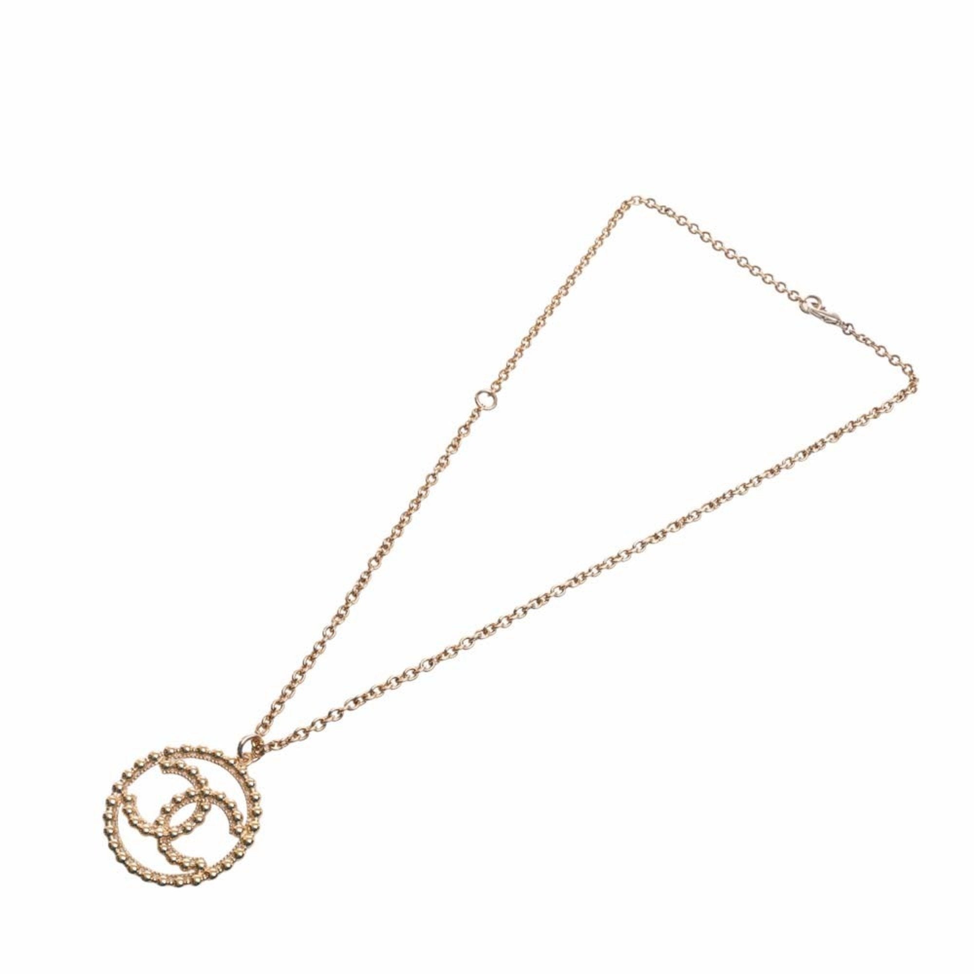 Chanel Cocomark Circle Necklace Gold Women's