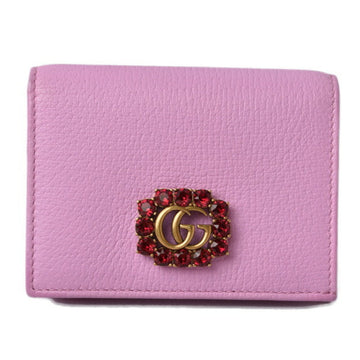 Gucci Mini Wallet/Coin Case GUCCI Folding Wallet 499783 GG Marmont Rhinestone Rose Pink