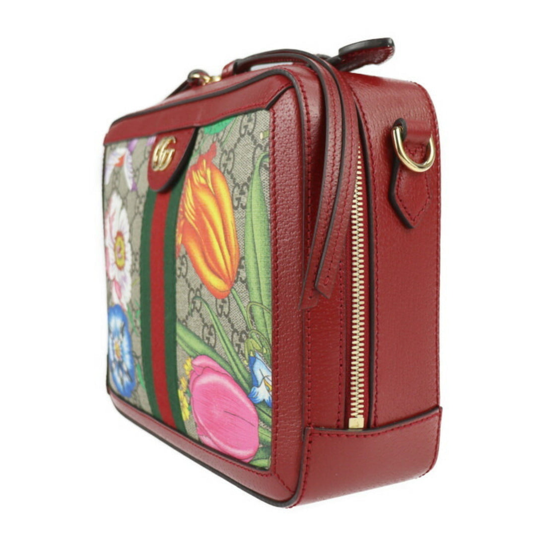 Gucci GG Small Shoulder Bag Ophidia Web 550622 Supreme Canvas Leather Red Multicolor Gold Hardware 2WAY Handbag