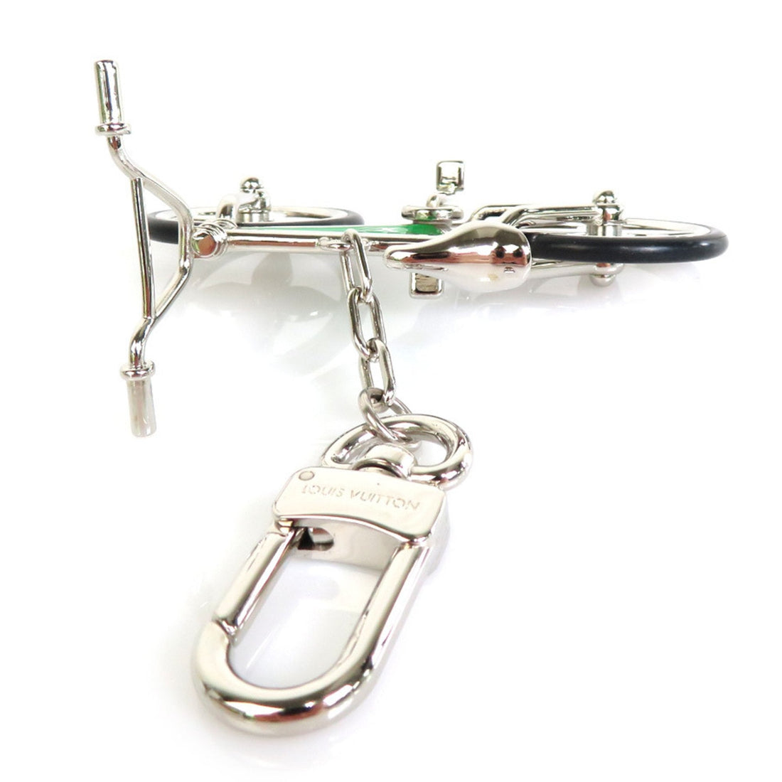 LOUIS VUITTON Charm Keychain Bijou Sac Bike Metal Silver x Green Unisex M77148