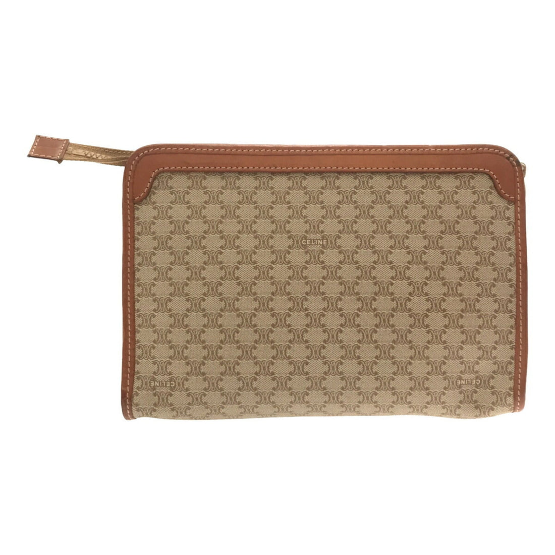 Celine Clutch Bag Beige PVC Leather Logo Women's Made in Italy Total Pattern