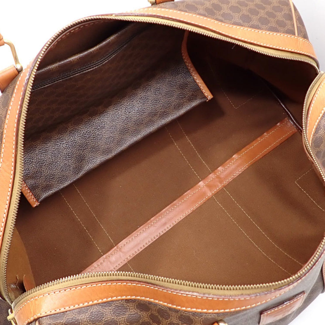 Celine Boston Bag Women's Brown PVC Leather Macadam