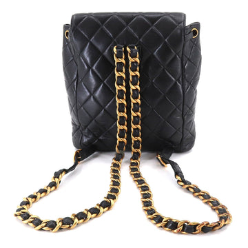 Chanel Matelasse Chain Backpack Rucksack Leather Black Vintage Gold Hardware duma