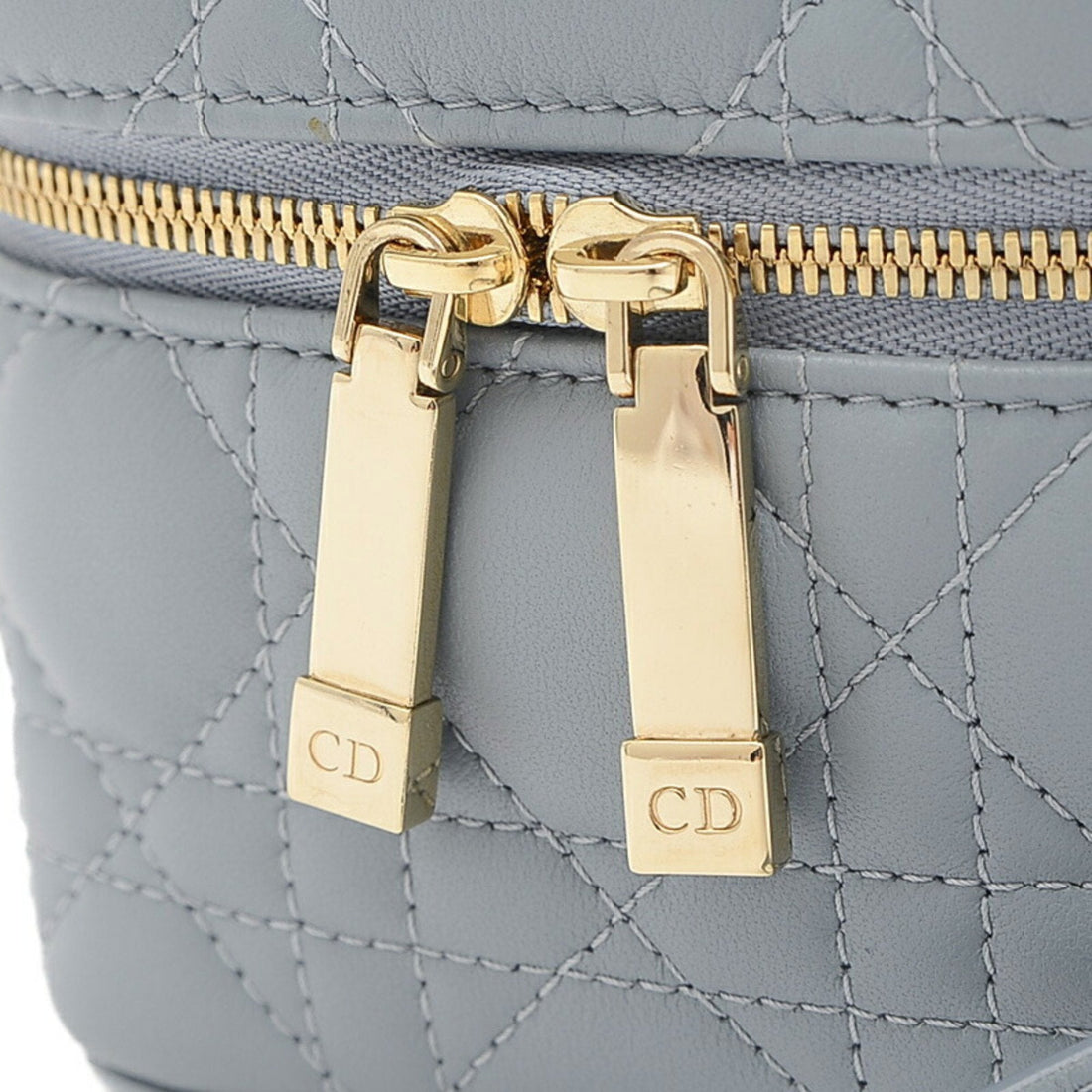 CHRISTIAN DIOR Dior Lady Cannage Micro Vanity Shoulder Bag Leather Blue