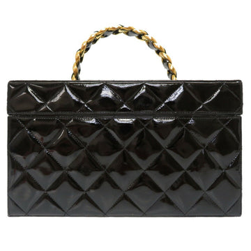 Chanel Matrasse Enamel Black 2nd Gold Metal Fittings Vintage Coco Mark Turn Lock Vanity Bag 0032 Chanel