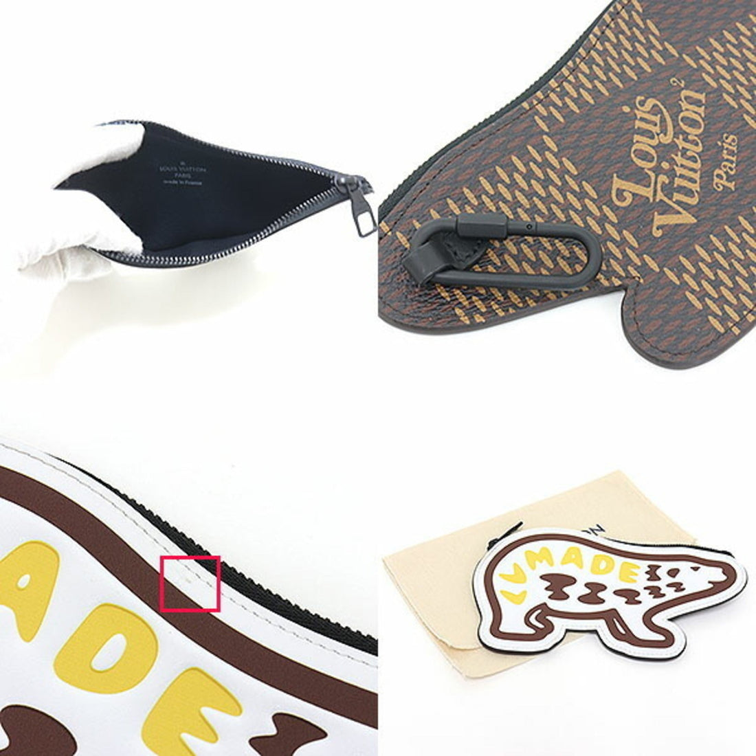 LOUIS VUITTON LV Squared Bear Coin Card Holder Damier Ebene Giant N60387 NIGO