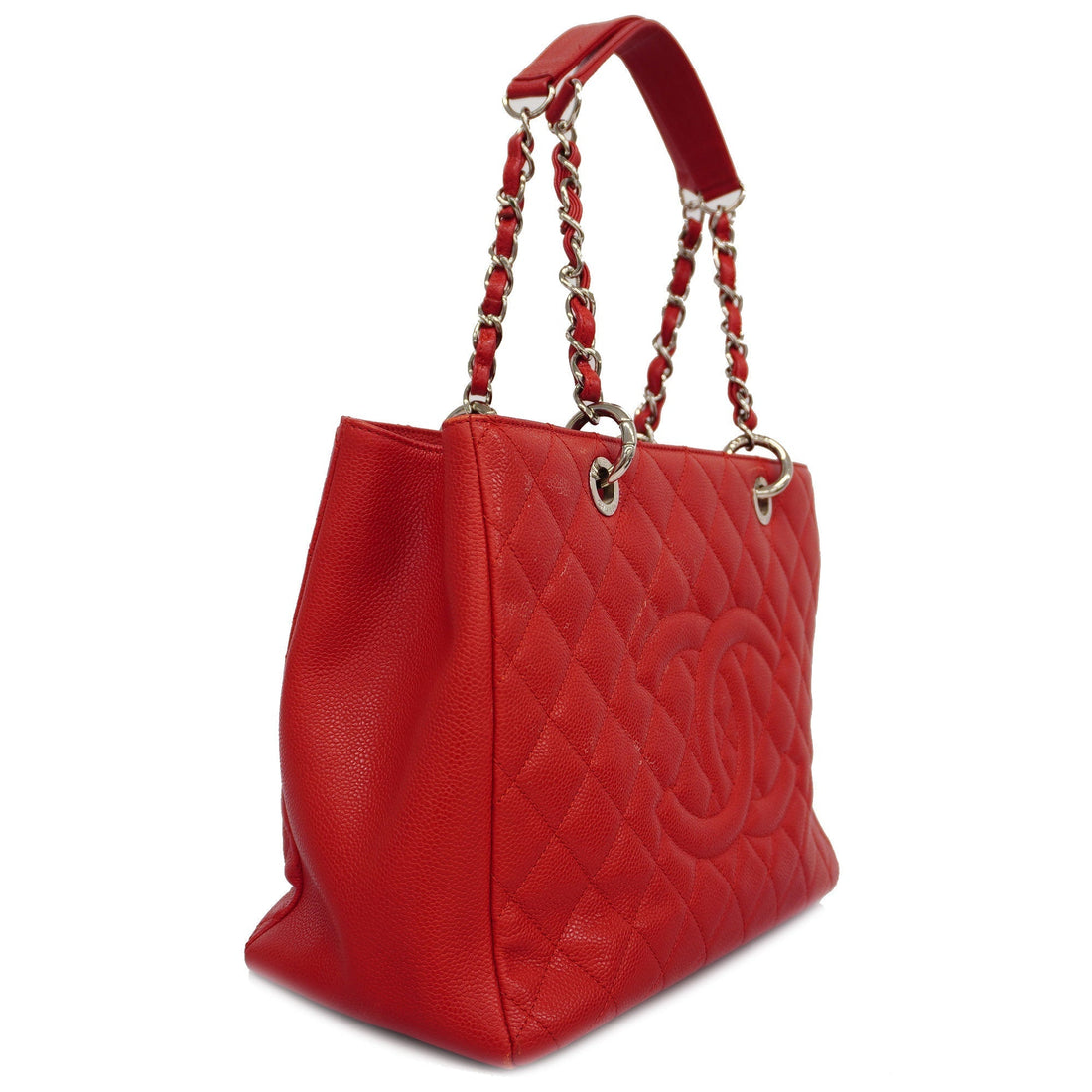 CHANEL   Matelasse Chain Shoulder Women's Leather Tote Bag Red Color