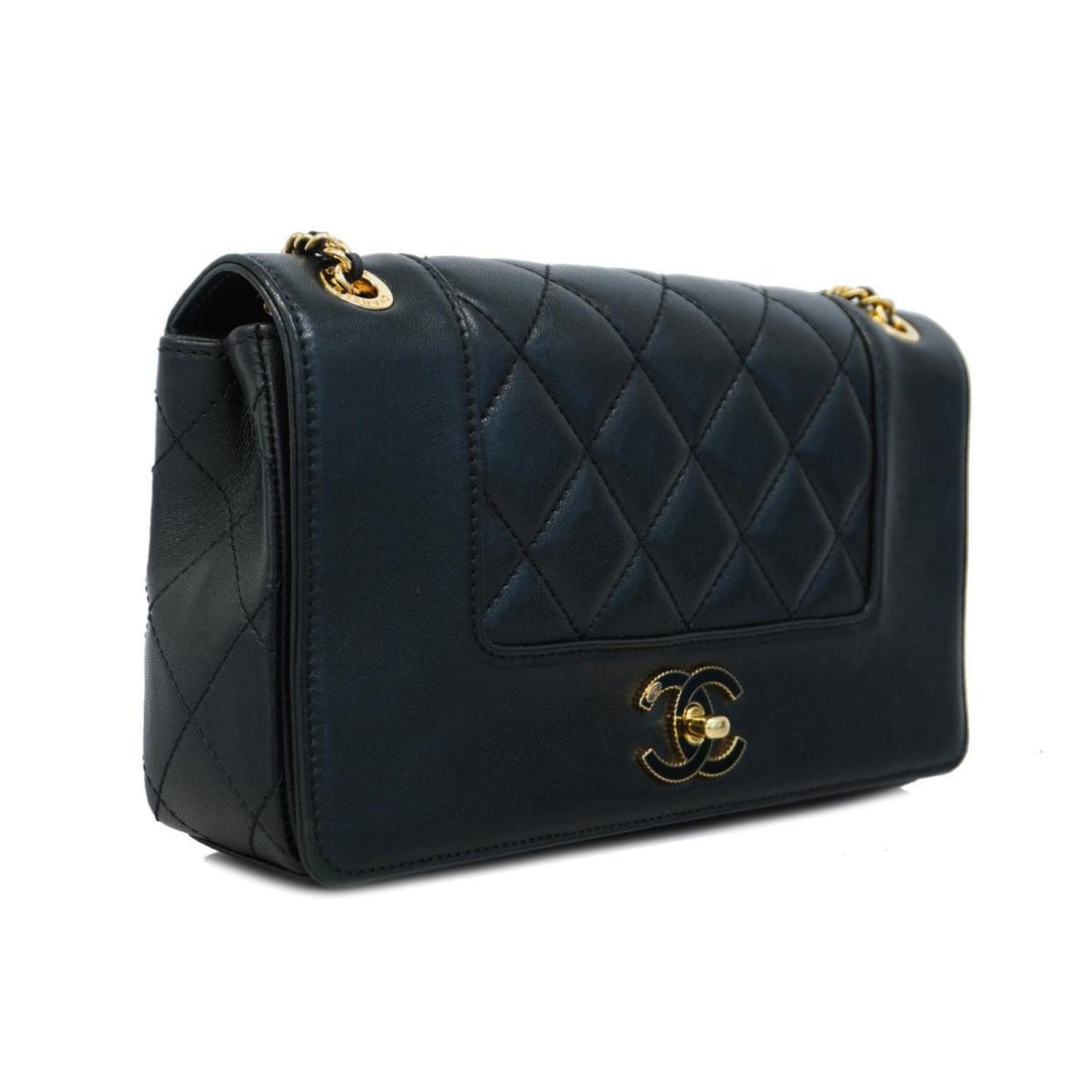 Chanel Shoulder Bag Matelasse W Flap Chain Leather Black Women's