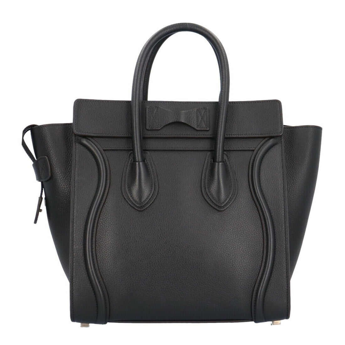Celine Micro Shopper Luggage Handbag Leather Black Women's